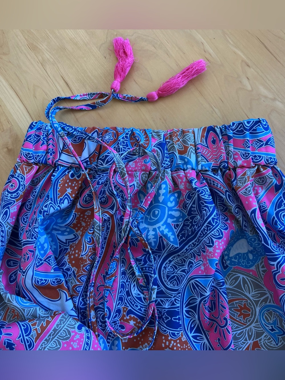 Women's Pink & Blue Paisley Tiered Maxi Skirt - Picture 3 of 5